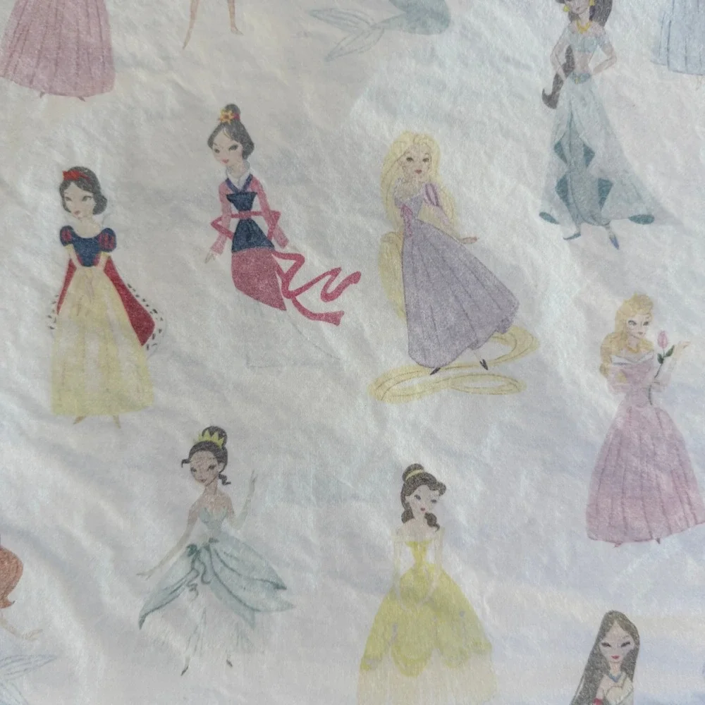 Pottery Barn Kids Twin Disney Princess Mary Blair Organic Cotton Sheet Set White
